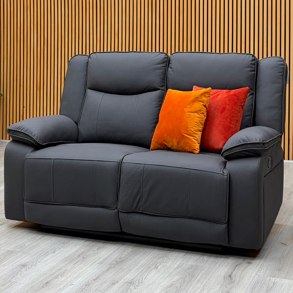 'Milan' Mocha Grey Microfibre Fabric 2 Seater Manual Recliner Sofa