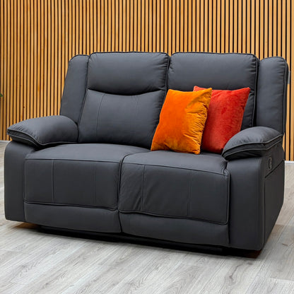 'Milan' Mocha Grey Microfibre Fabric 2 Seater Manual Recliner Sofa