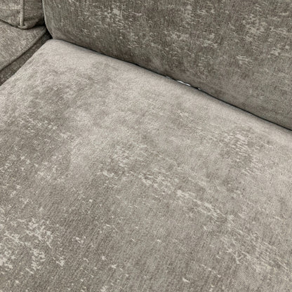 Close-up texture detail of the Meridian Truffle Chenille fabric upholstery on the ‘Rosie’ sofa.