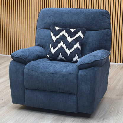 ‘Paulo’ Blue Fabric Electric Rise and Recline Massage Armchair with Heating Function