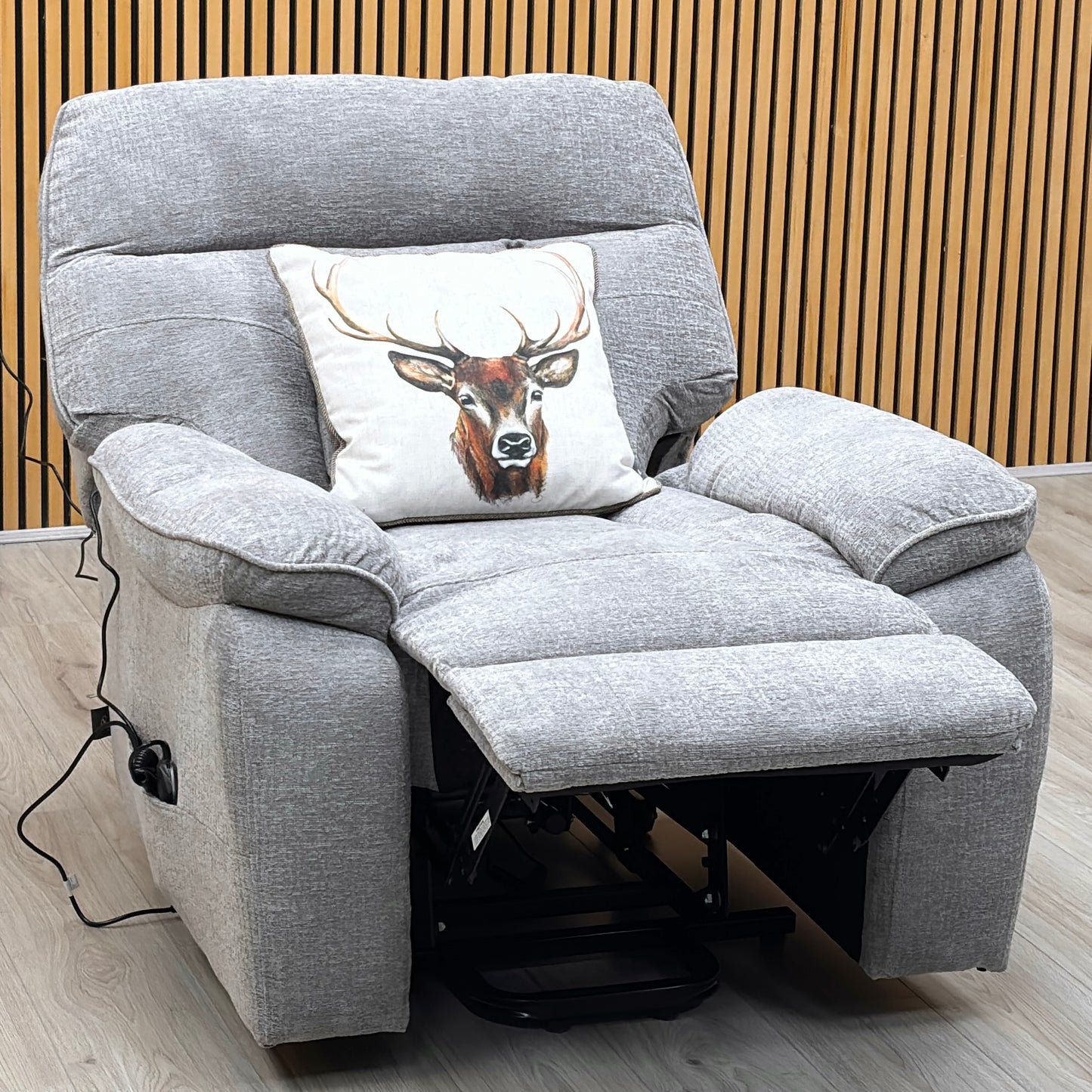 ‘Paulo’ Grey Fabric Electric Rise and Recline Massage Armchair with Heating Function