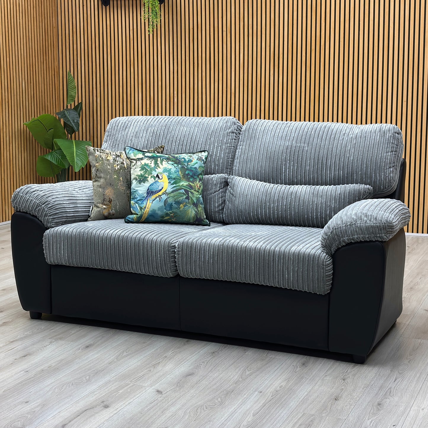 ‘Sienna’ Grey Jumbo Cord 2 Seater Sofa Bed