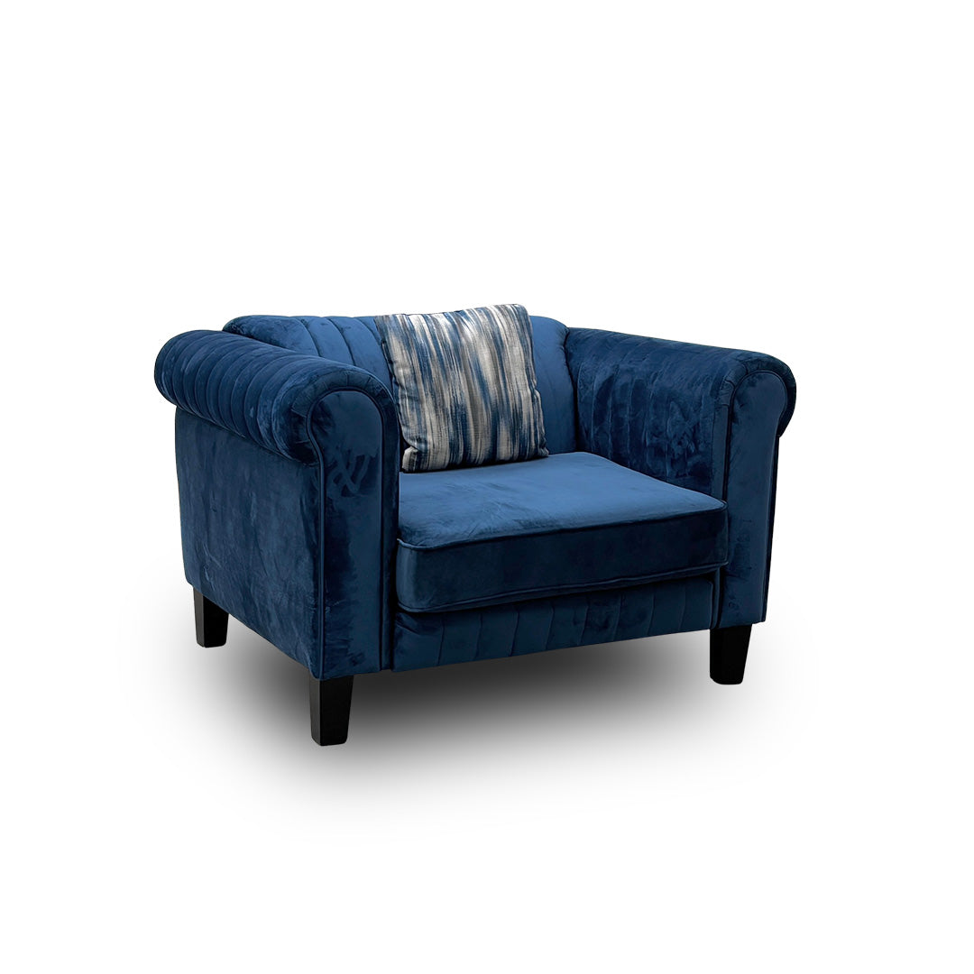 'Wave' Blue Velvet Armchair
