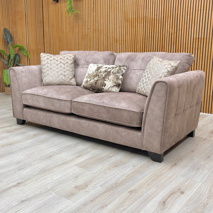 ‘Mariah' Dapple Chocolate-Tri No Insert Velvet Classic Back 3 Seater Sofa