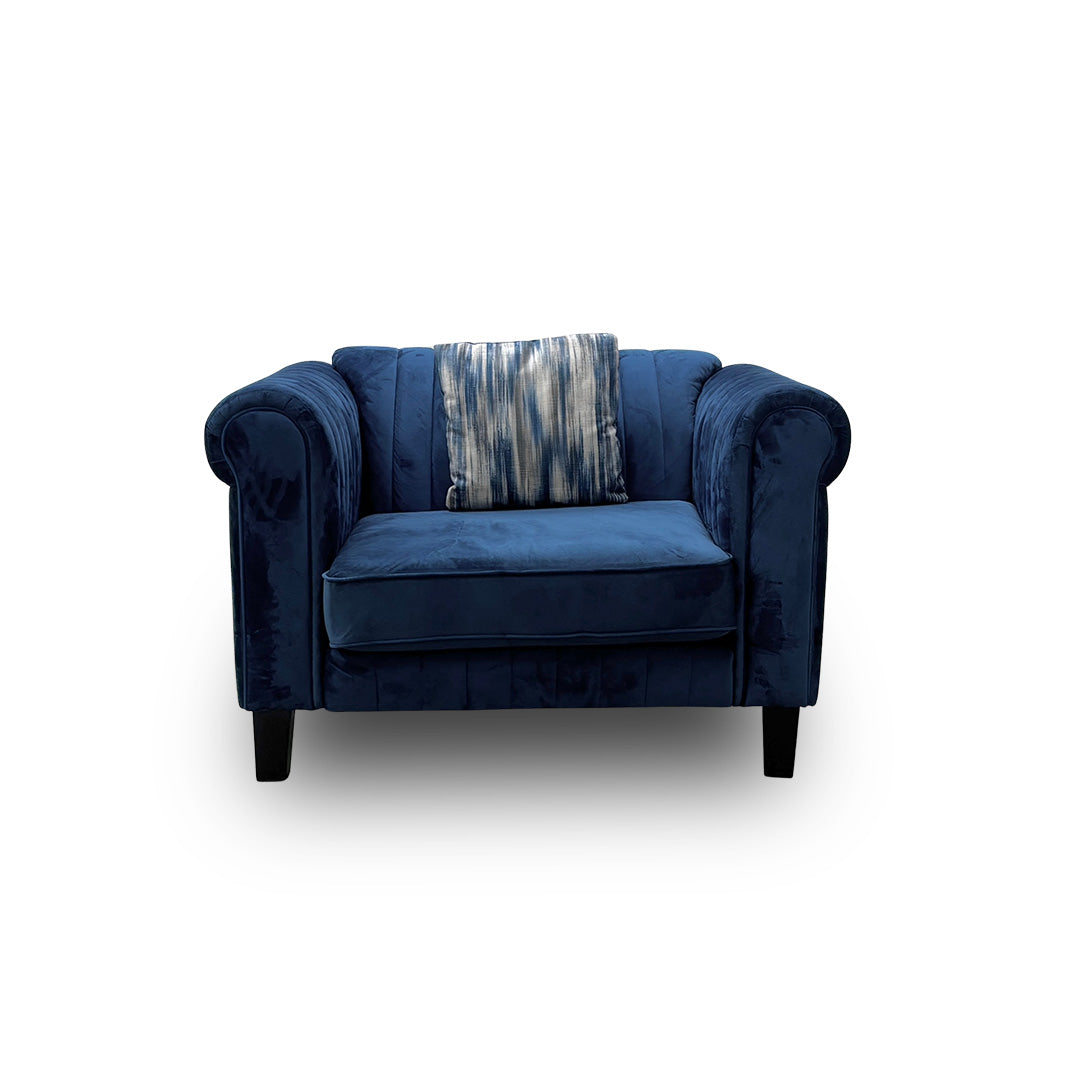 'Wave' Blue Velvet Armchair
