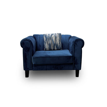 'Wave' Blue Velvet Armchair