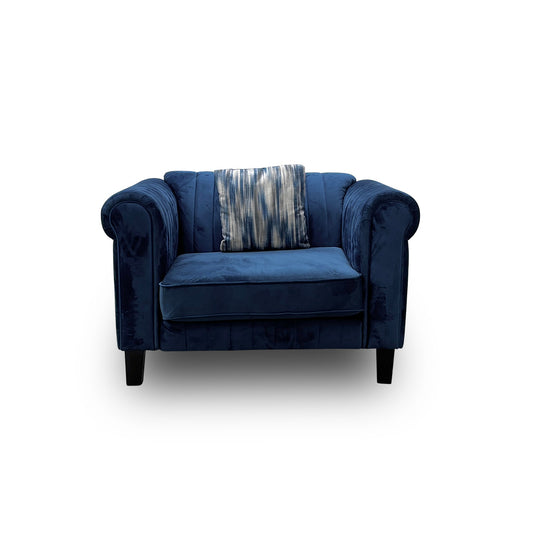 'Wave' Blue Velvet Armchair
