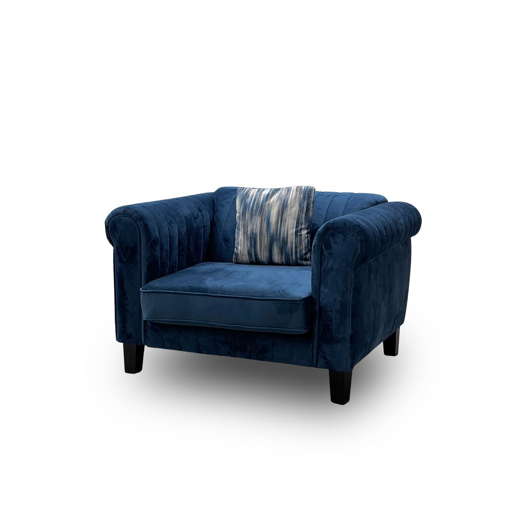 'Wave' Blue Velvet Armchair