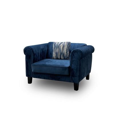 'Wave' Blue Velvet Armchair