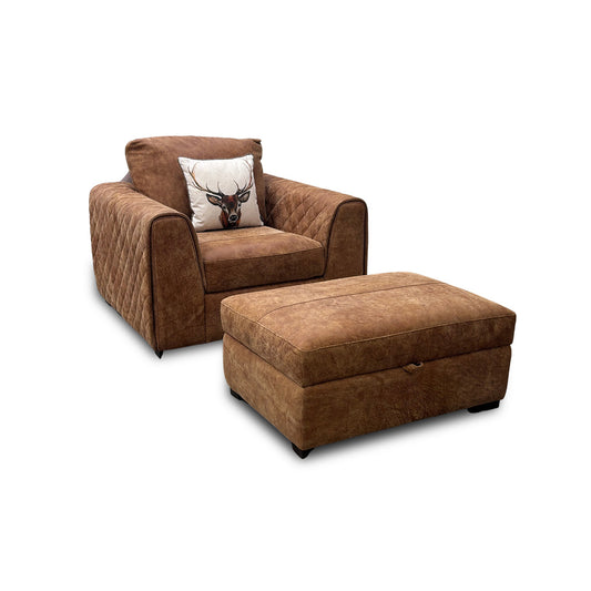 'Host' Grand Outback Ranch 342000 Quilted Arm Cuddler Chair with Large Storage Footstool