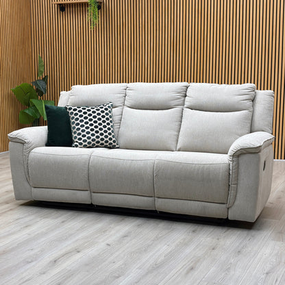 ‘Miro’ Natural Fabric 3 Seater Manual Fabric Recliner Sofa
