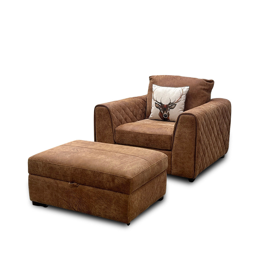 'Host' Grand Outback Ranch 342000 Quilted Arm Cuddler Chair with Large Storage Footstool