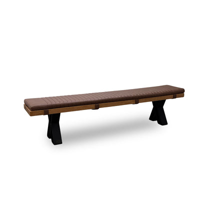 Bodahl 'Terra' 01 Oiled Solid Oak Dining Bench with Cognac Faux Leather Bench Pad 220cm