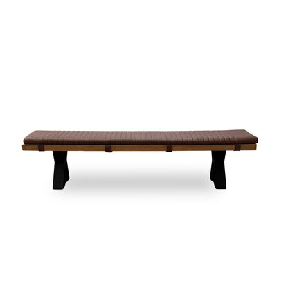 Bodahl 'Terra' 01 Oiled Solid Oak Dining Bench with Cognac Faux Leather Bench Pad 220cm