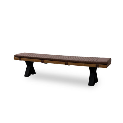 Bodahl 'Terra' 01 Oiled Solid Oak Dining Bench with Cognac Faux Leather Bench Pad 220cm