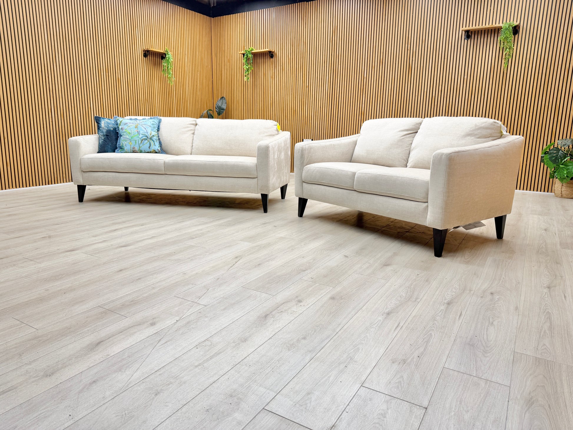 Detailed shot of the soft, high-quality Vogue cream velvet fabric used on the Oslo 3 and 2-seater sofas.