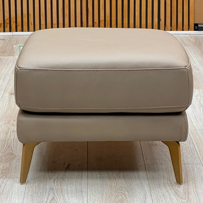 World of Leather 'Eclipse' Nw-513e Pine Bark Taupe Br Leather Footstool