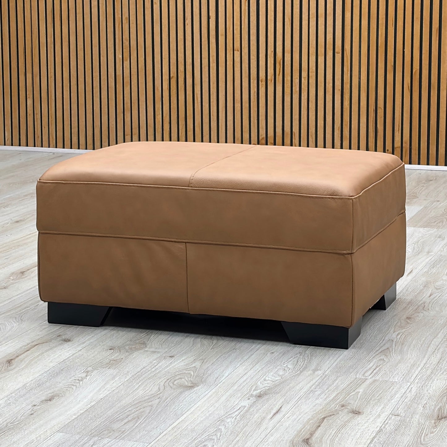 ‘Hampshire’ Brown Italian Leather Footstool