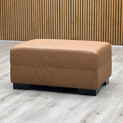 ‘Hampshire’ Brown Italian Leather Footstool