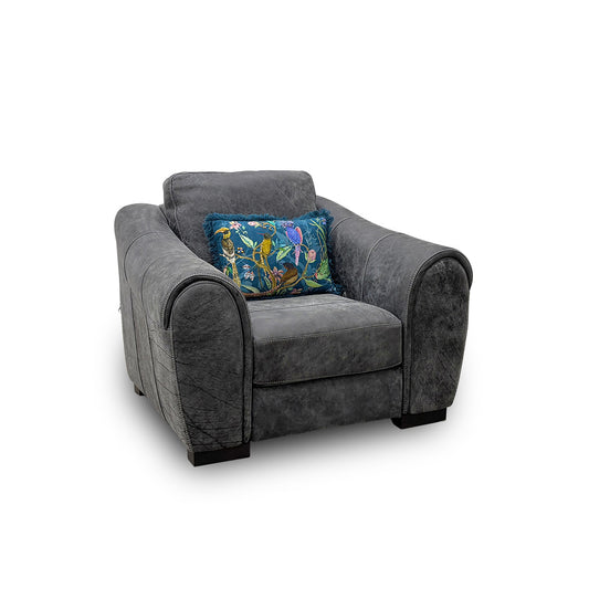 'Galleria' Utah Grey Leather Cuddler Chair