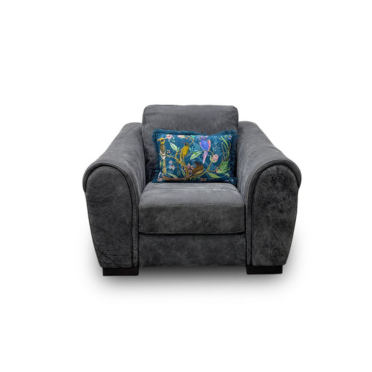 'Galleria' Utah Grey Leather Cuddler Chair