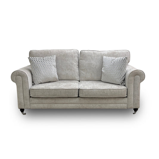 'Melody' Natural Chenille Fabric 3 Seater Sofa