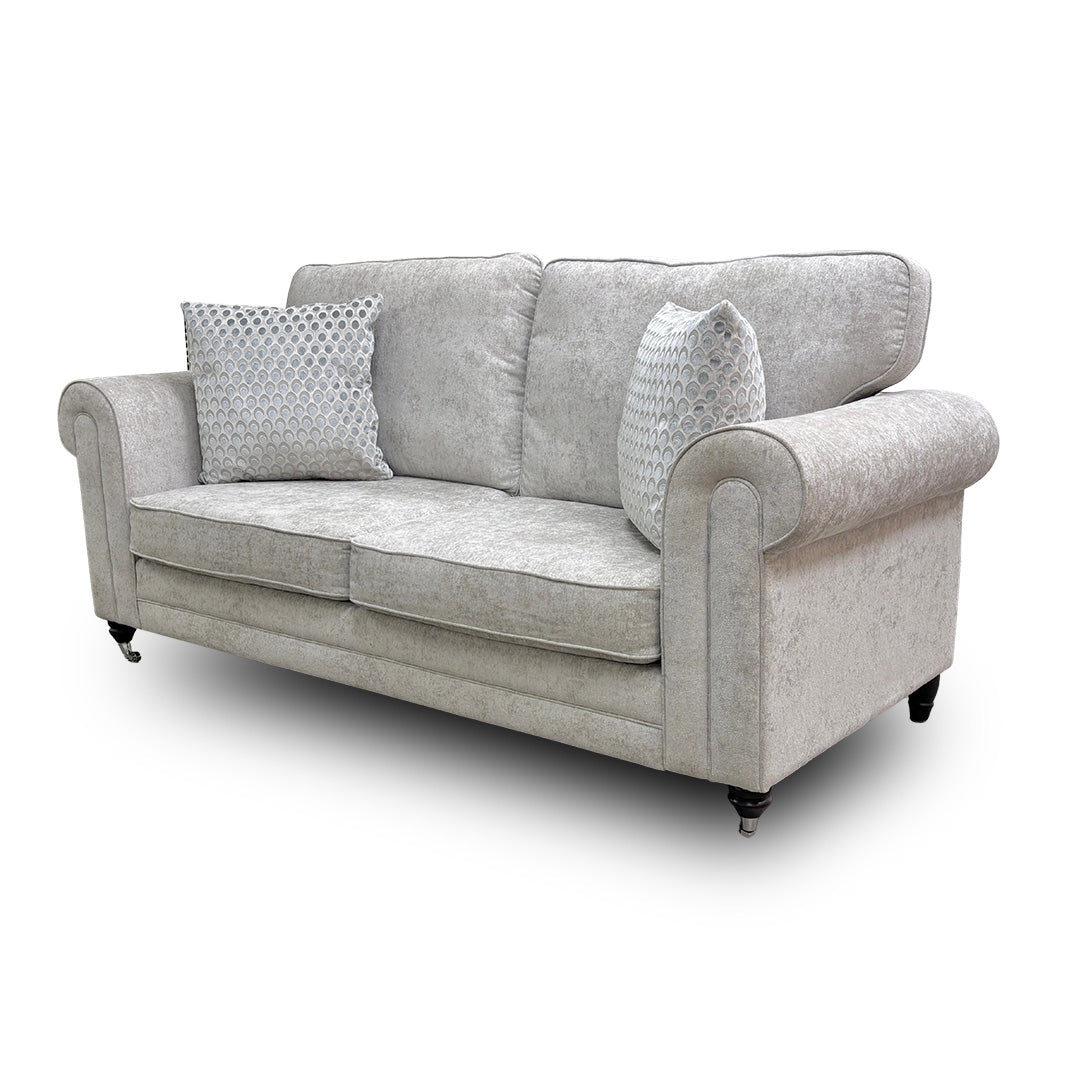 'Melody' Natural Chenille Fabric 3 Seater Sofa