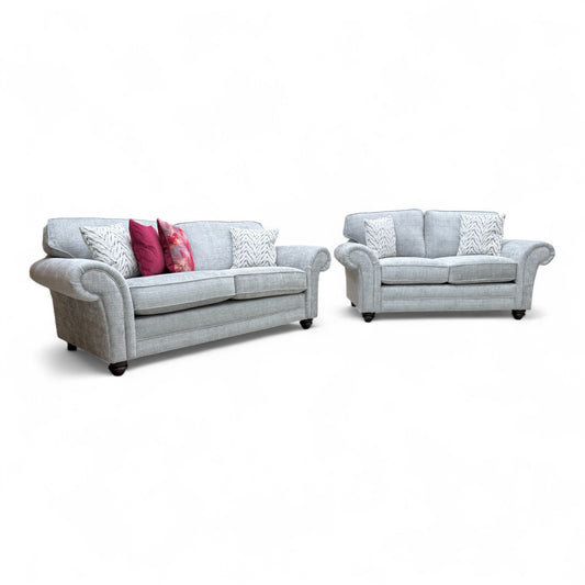 'Clara' Silver Woven Fabric 3 + 2 Seater Sofa Set