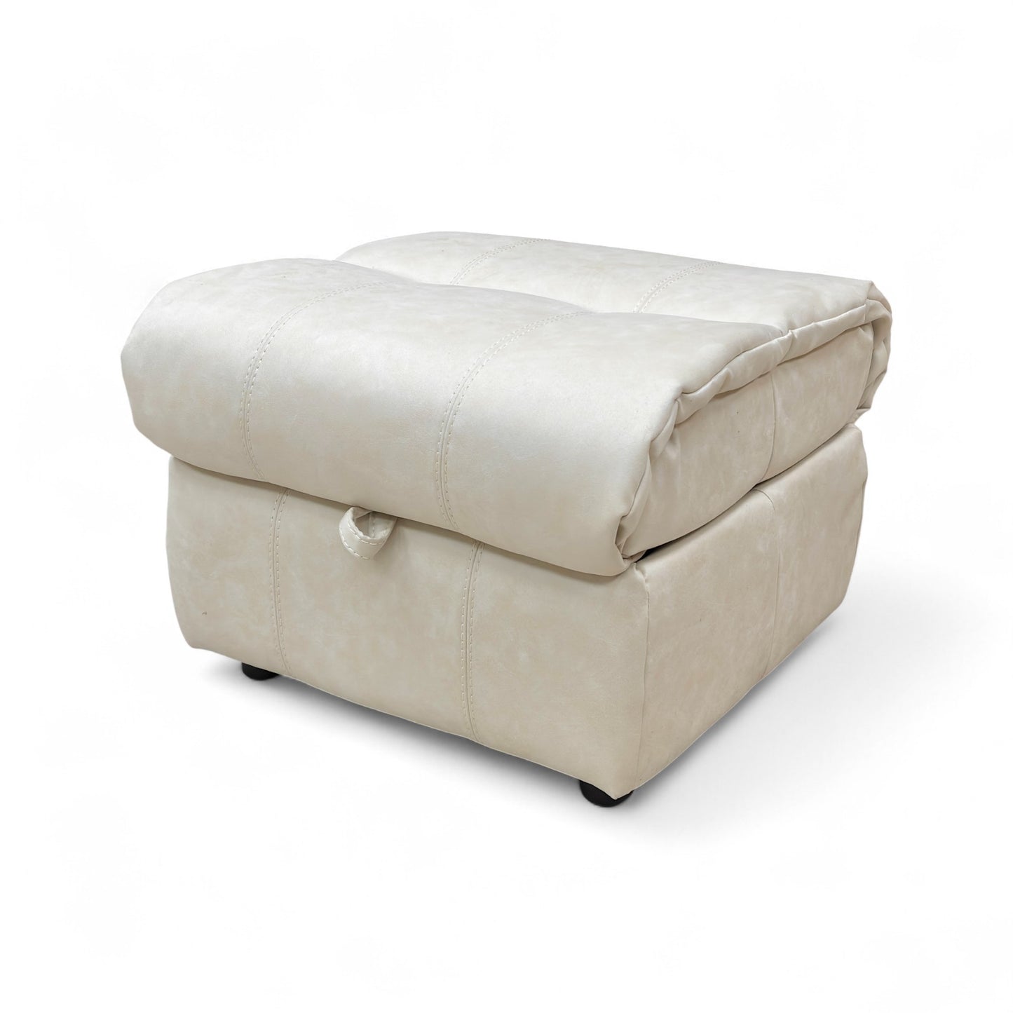 A view focusing on the leather material, highlighting the unique color variations and natural markings of the Dapple Grey leather.