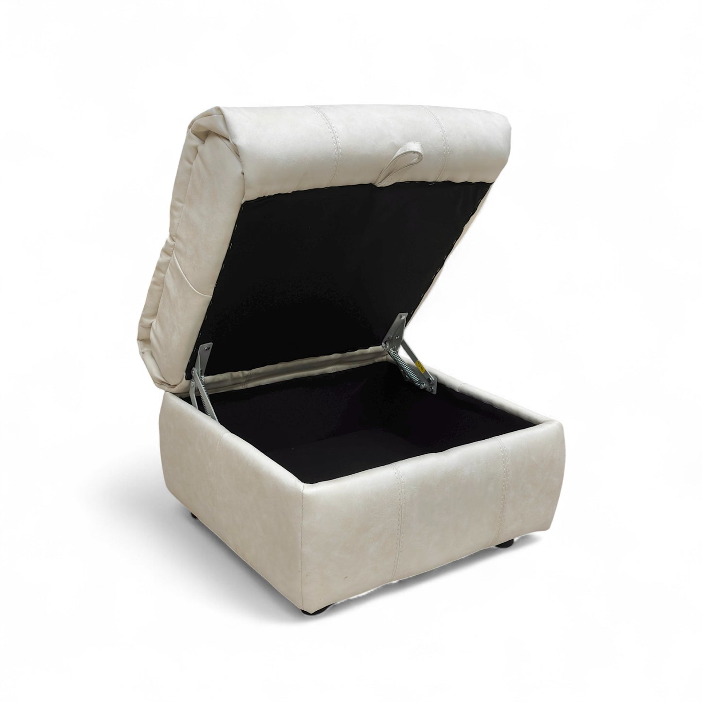 The footstool shown in a living room setting next to a sofa or armchair, demonstrating its use as an accent piece or ottoman.