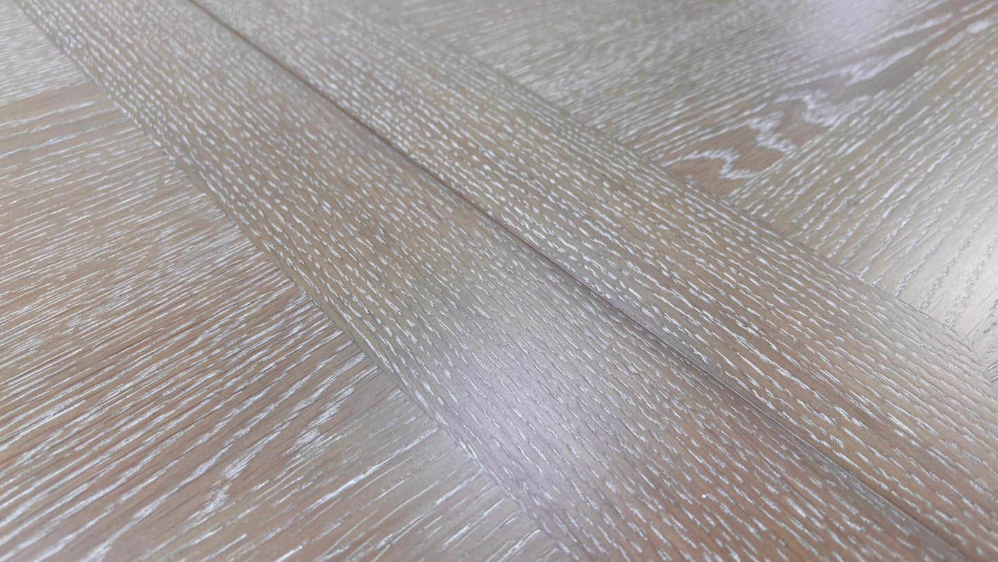 ‘Skye’ Two-Tone Grey Finish Solid White Oak Medium Extendable Dining Table