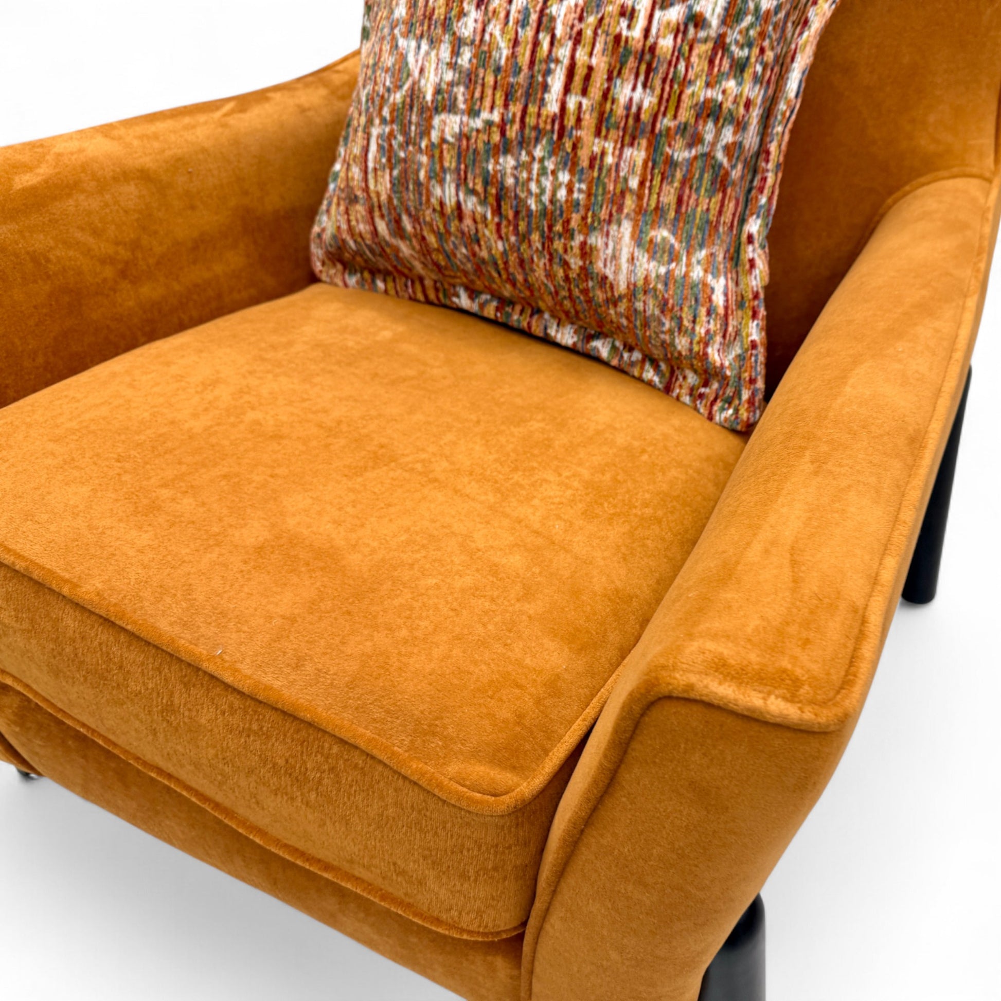 Close-up texture detail of the Almond Orange 'Towel Velvet' fabric, showing the plush, textured pile.