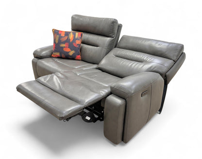 ‘Cinemax’ Le-9308 Grey 3 Seater Leather Power Recliner Sofa