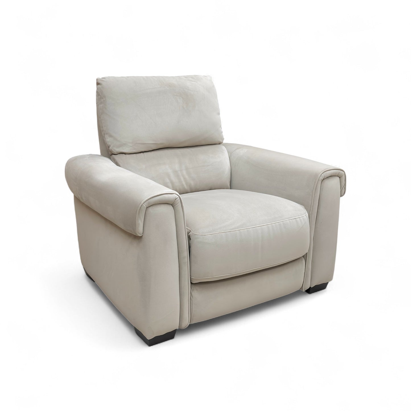 A rear view of the armchair, showing the finished back panel.