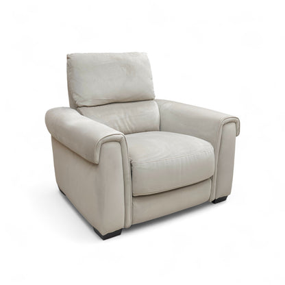 A rear view of the armchair, showing the finished back panel.