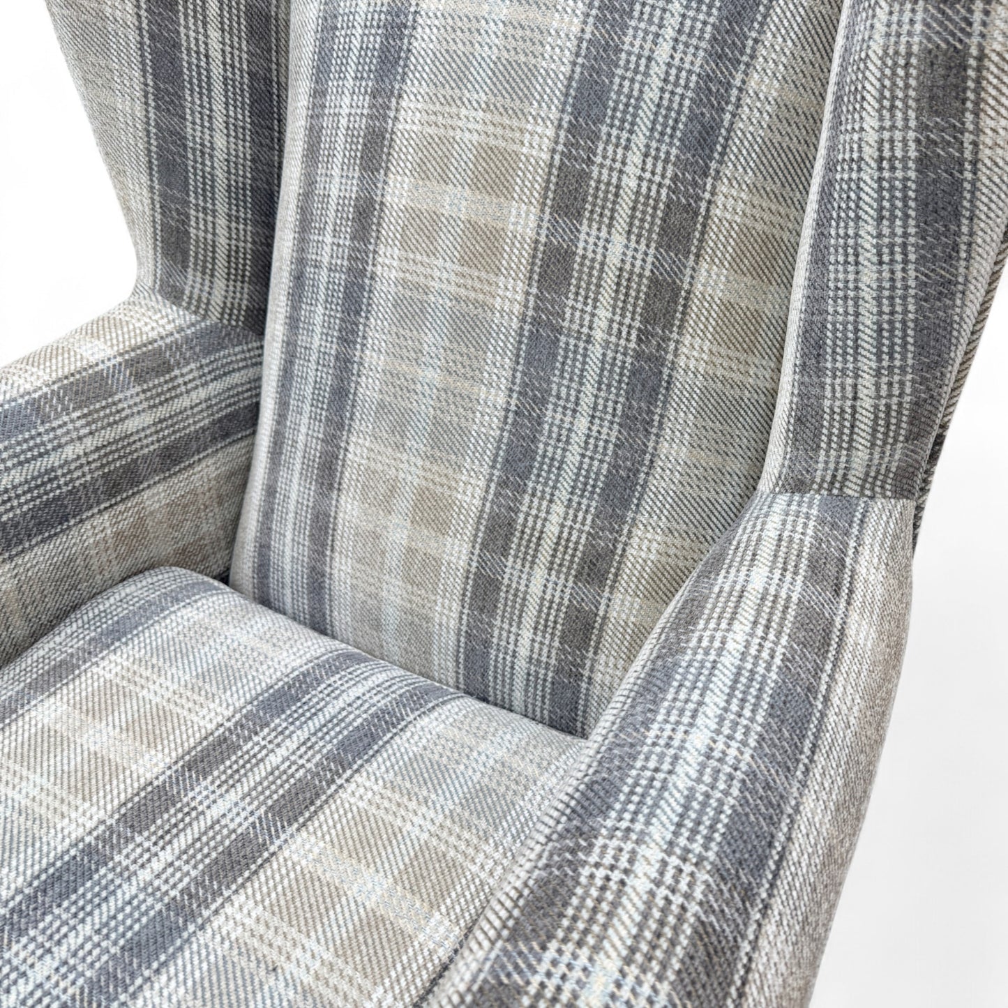 Close-up texture detail of the taupe and grey tight weave Winchester fabric, clearly showing the checkered pattern.