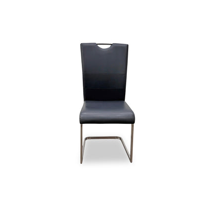 'Bianco' Charcoal Faux Leather Cantilever Dining Chair