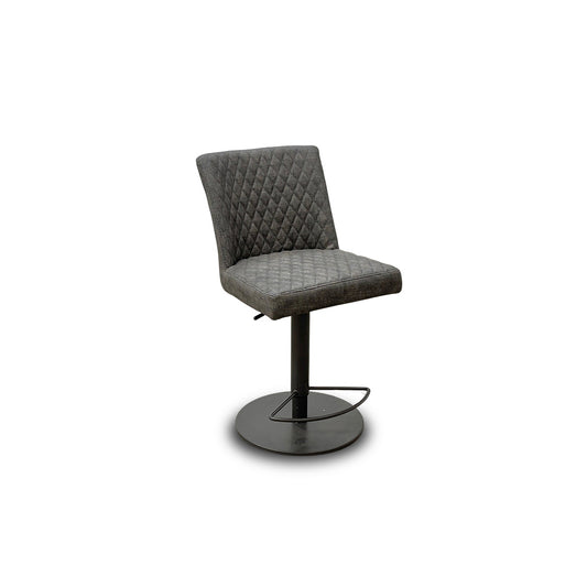 'Earth' Graphite Grey Faux Leather Swivel Bar Stool