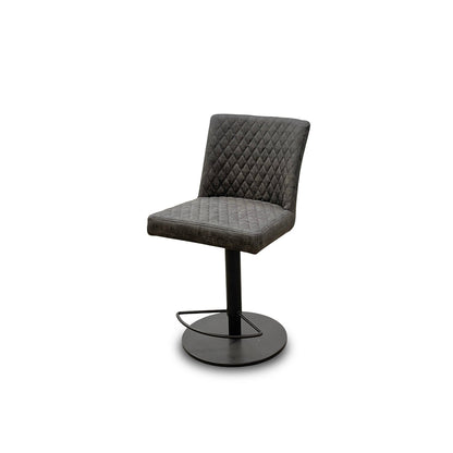 'Earth' Graphite Grey Faux Leather Swivel Bar Stool