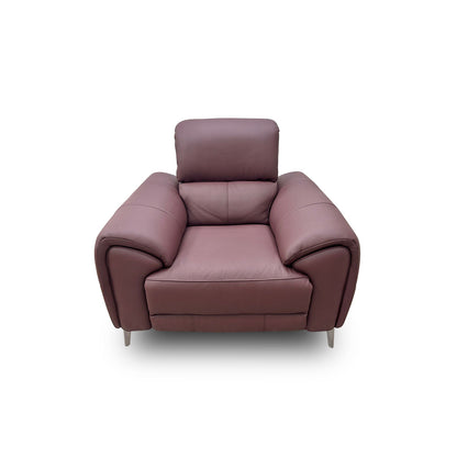 'Vino' Cat-40/30 Oslo Mulberry Leather Power Recliner Chair with Power Headrest and Heater Seat