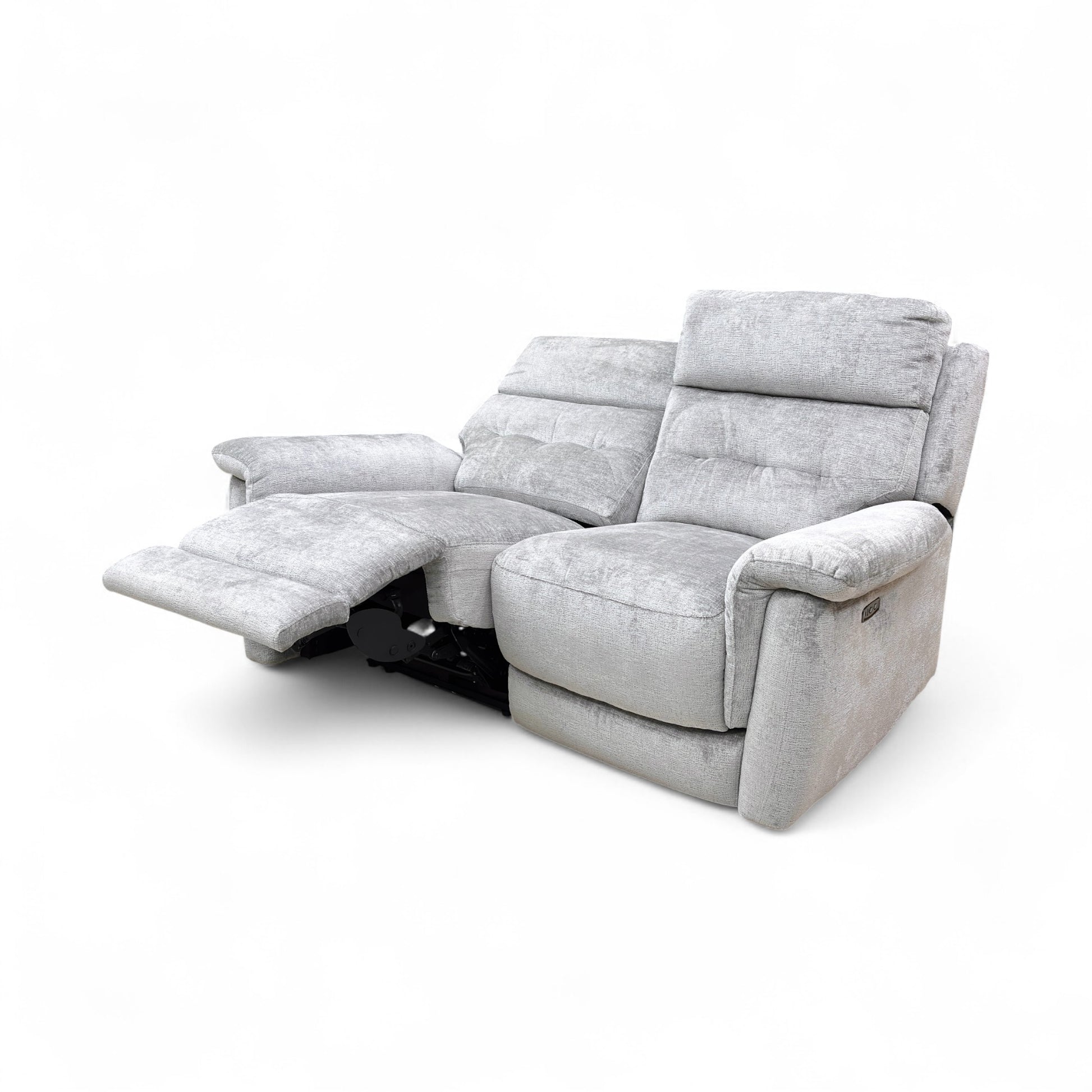 A view of the sofa's side profile, showing the generously padded armrest.