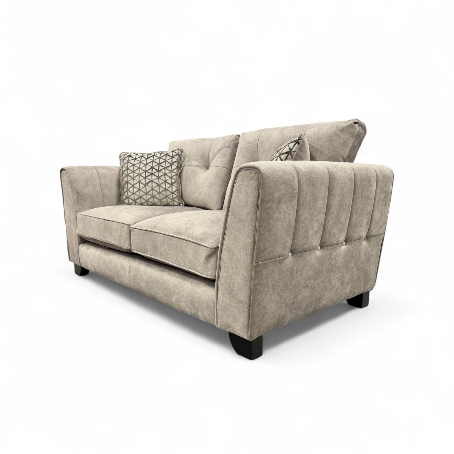 'Mariah' Dapple Silver-Tri No Insert Velvet Classic Back 2 Seater Sofa (Ariana)