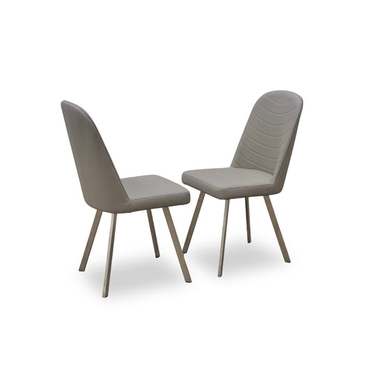 'Evolution' Grey Faux Leather Upholstery Dining Chair - Set of 2