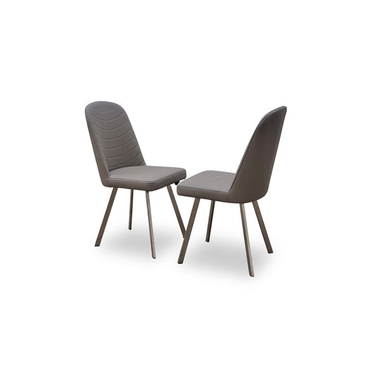 'Evolution' Grey Faux Leather Upholstery Dining Chair - Set of 2