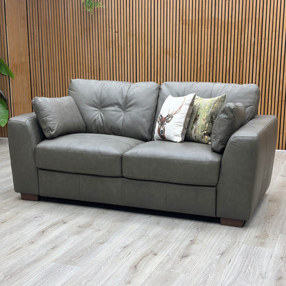 ‘Arden’ Denver Grey Italian Leather 3 Seater Sofa