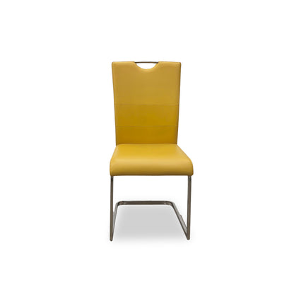 'Bianco' Yellow Faux Leather Cantilever Dining Chair