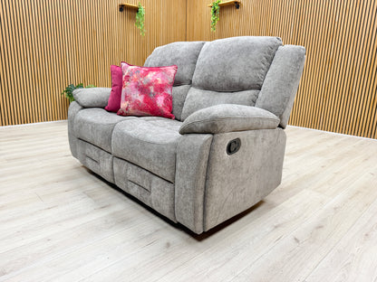 'Weston' Mocha Tight Weave Fabric 3 + 2 Seater Manual Recliner Sofa Set with Drop Down Cup Holders