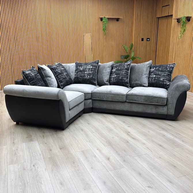 ‘Lana’ Grey Fabric Left Hand Facing Scatter Back Corner Sofa