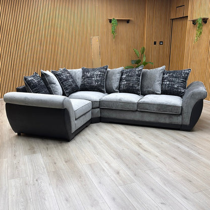 ‘Lana’ Grey Fabric Left Hand Facing Scatter Back Corner Sofa