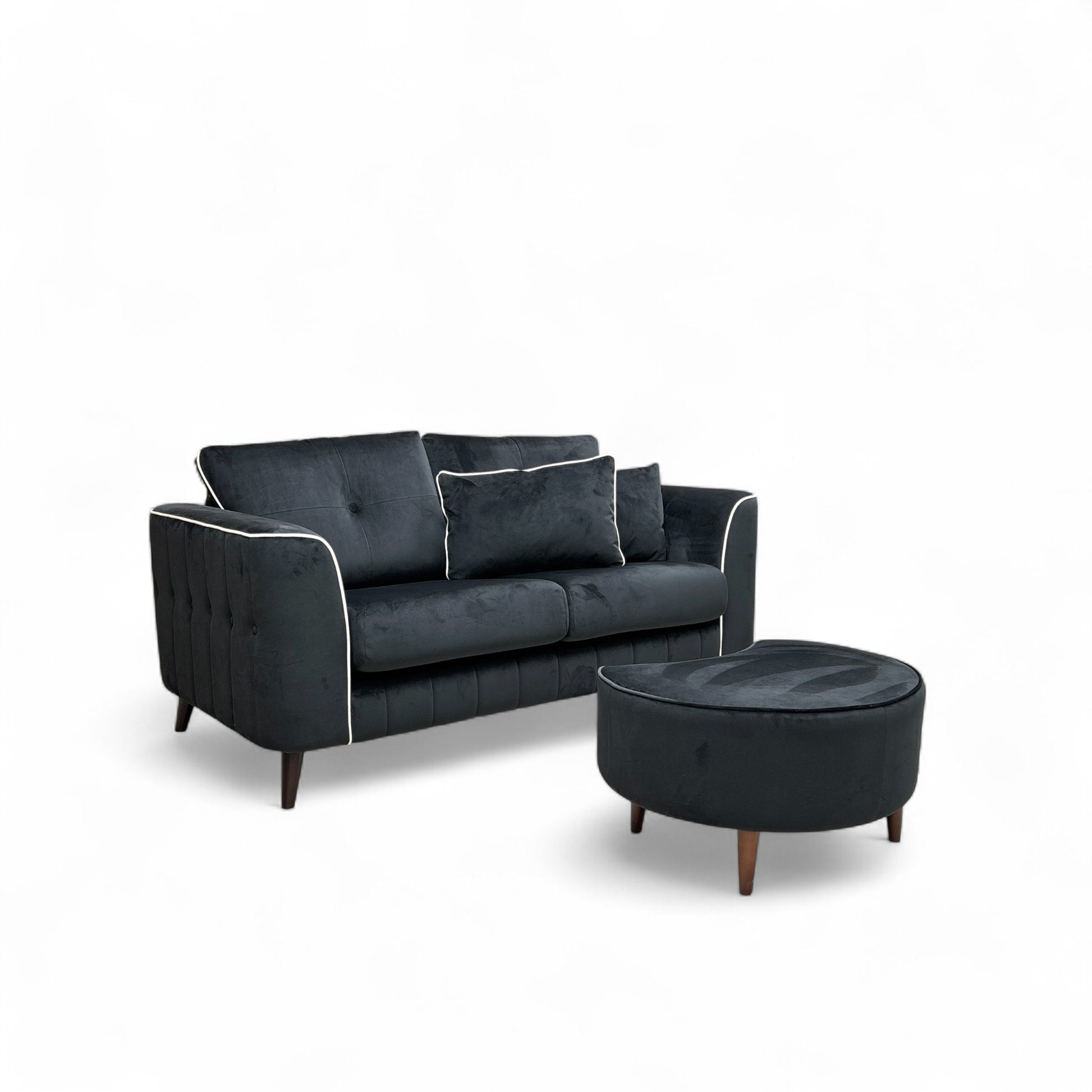 A view showing the sofa from a different angle, possibly highlighting the low-profile feet and overall structure.